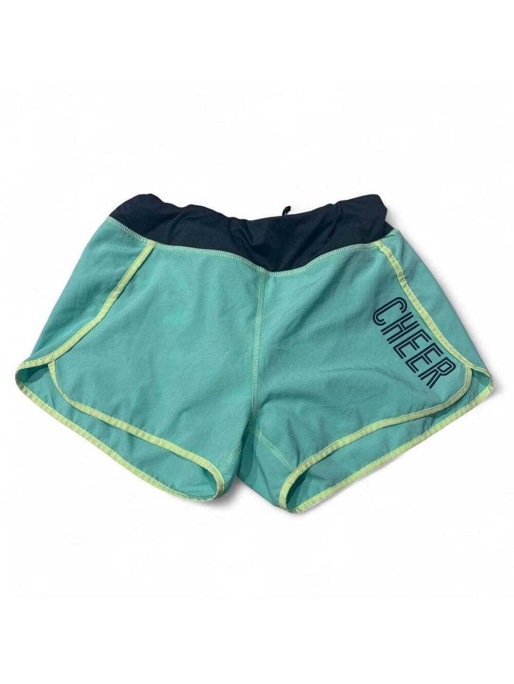 Cheer athletic shorts teal green black with built-in shorts size S